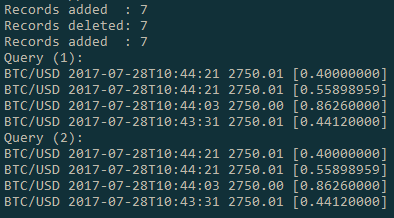 Insert and query output